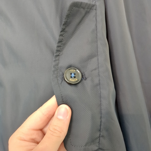 TED BAKER LONDON Electiv Mens Bomber Windbraker Nylon Navy Blue Jacket Size 4 - Picture 5 of 11
